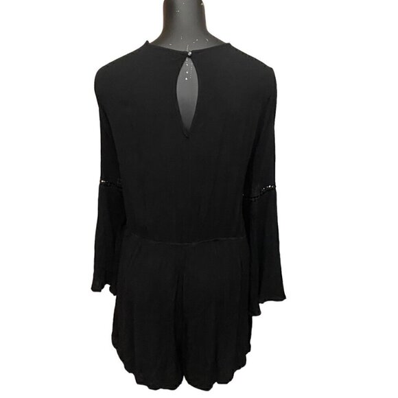 Ambiance Boho Crinkle Gauze Romper in Black - Picture 6 of 8